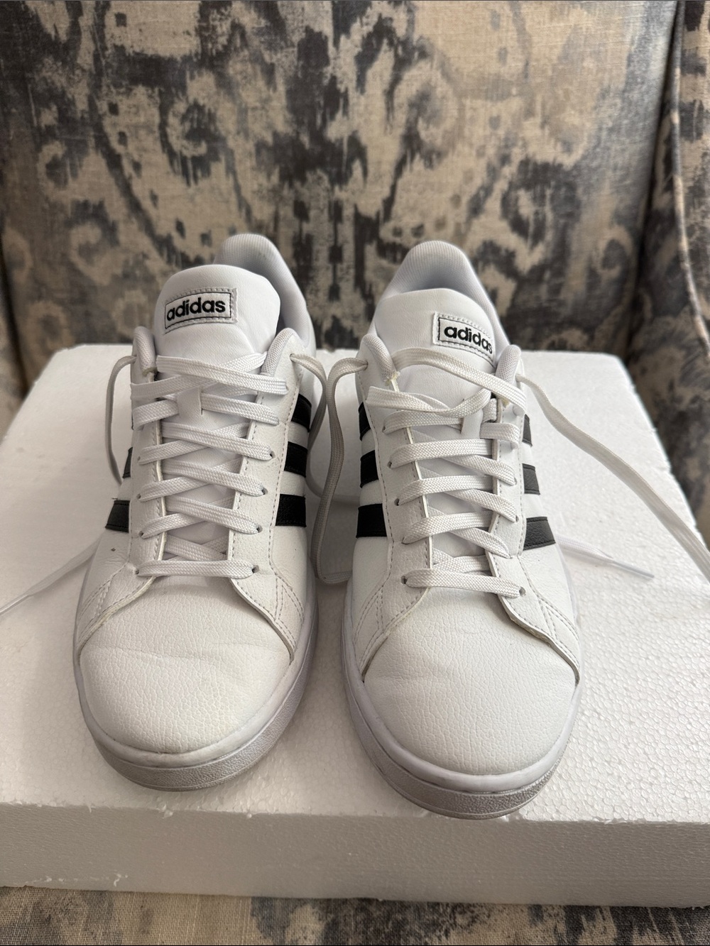 adidas White Sneakers with Black Stripes - Women's Low-Top Trainers